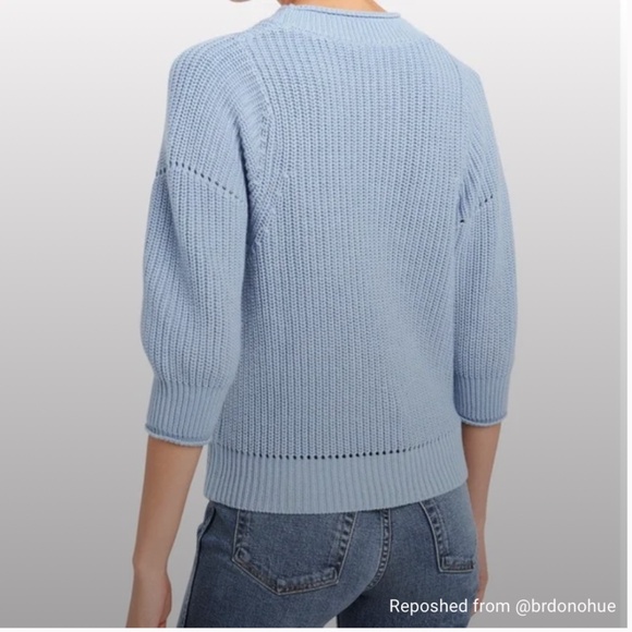 FRAME Puff-Sleeve Chunky Ribbed Knit Cotton/Cashmere Sweater NWOT/sz XS - Picture 4 of 15